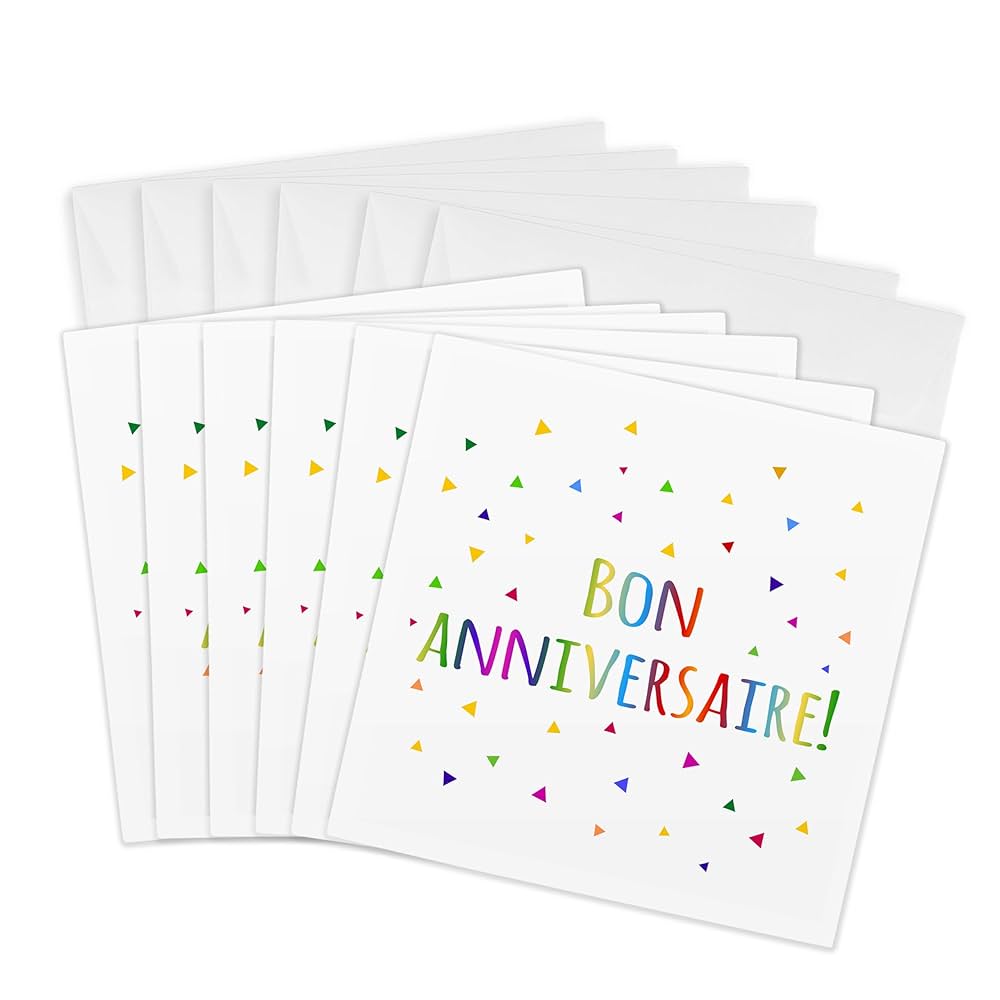 Amazon.com: 3dRose Greeting Cards - Bon Anniversaire - Happy